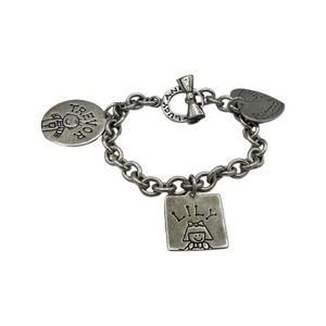 Lucy Ann Sterling Silver Charm Bracelet, Heart, Square, Circle Children